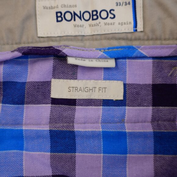 Bonobos Gray Straight Fit Cotton Chino Pants Mid Rise Flat Front 34/34 Tag 33/34 - Picture 7 of 7